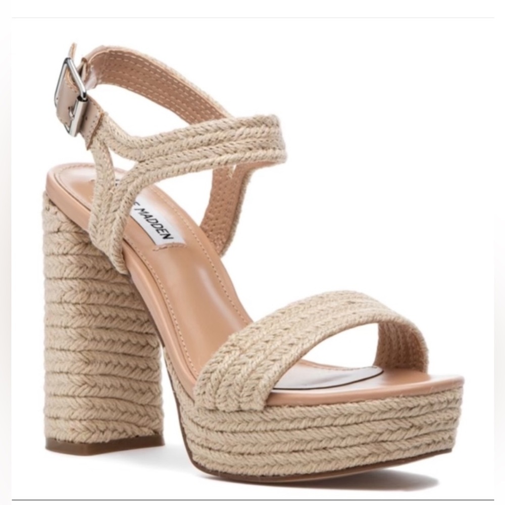 NEW Steve Madden “Lombardo” Beige Platform Sandals- Braided Jute women’s 9 NWT